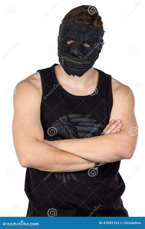 Portrait Of The Young Man In Black Mask Stock Image Image Of Killer Body 47093153