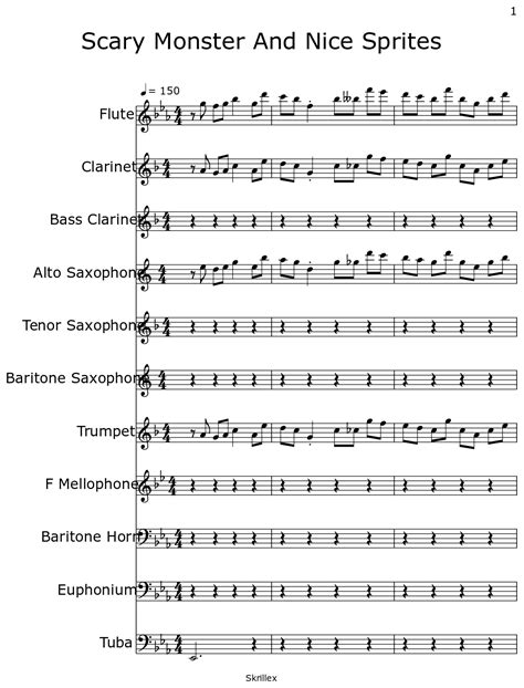 Scary Monster And Nice Sprites Sheet Music For Flute