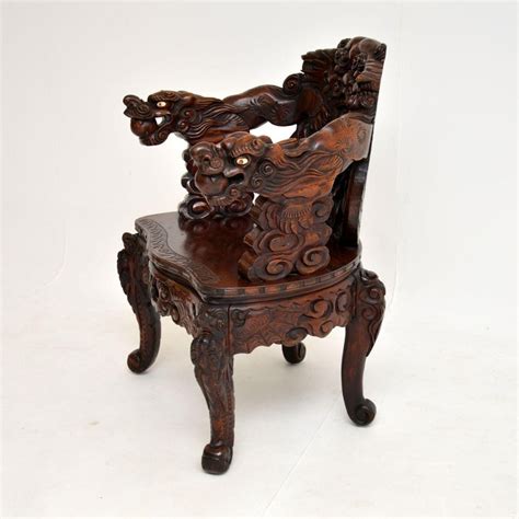 Antique Chinese Carved Hardwood Armchair For Sale At 1stdibs