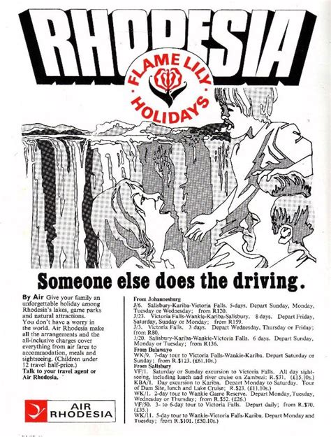 Rhodesian Advertisements Flame Lily Holidays May June 1971 Lily