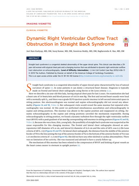 Pdf Dynamic Right Ventricular Outflow Tract Obstruction In Straight