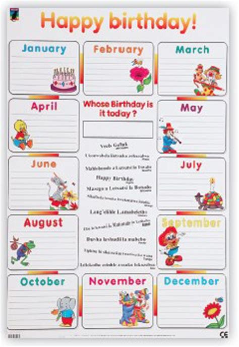 Happy Birthday Chart Brite Idea Educational Toy Specialists