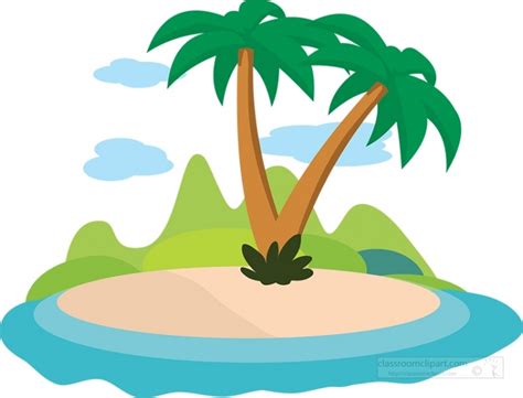Two Palm Tree On Small Island Clipart Classroom Clip Art
