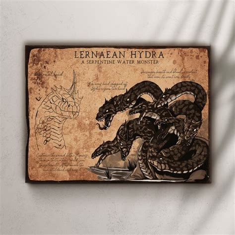Lernaean Hydra Mythical Creatures Fantasy Beasts Wood Art Greek
