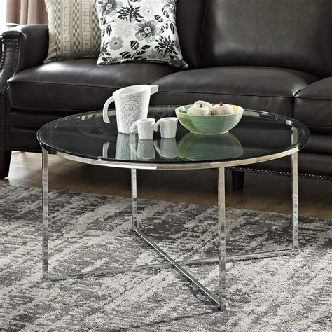 Round Glass Coffee Tables With Metal Base Benzara Round Shaped Glass