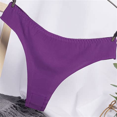 Wholesale Women G String Cotton Crotch Seamless Solid Color Low Waist Sexy Underwear Erotic