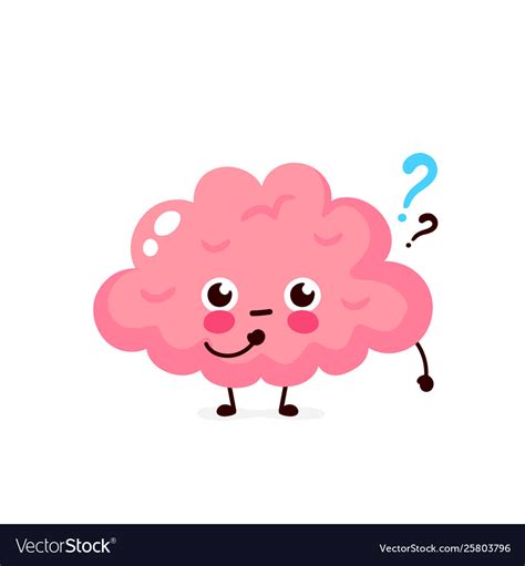 Cute Brain With Question Mark Character Royalty Free Vector
