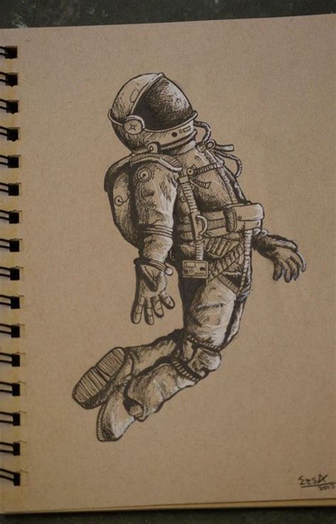 A Drawing Of An Astronaut Floating In The Air
