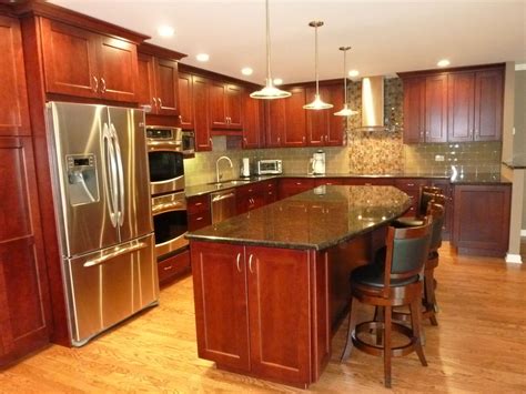 Amazon's choice for cherry wood cabinet. Kitchen in Rolling Meadows. Cherry look cabinets with dark ...