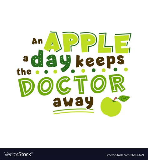Apple A Day Keeps Doctor Away Quote Royalty Free Vector