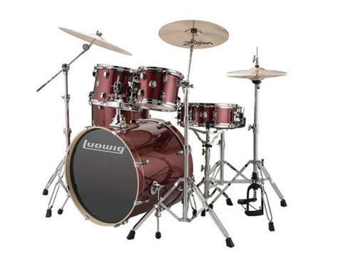 Ludwig Drums Evolution 5 Piece Drum Outfit Whardware And Cymbals Red