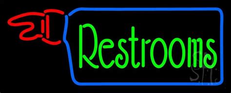 Restrooms With Hand Pointing Led Neon Sign Restroom Neon Signs