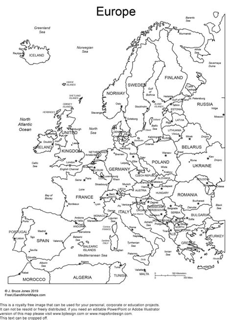 Printable Blank Map Of Europe With Capitals Printable Map Of The