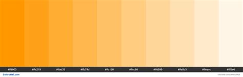 Tints Of Material Design Orange Color Ff9800 Hex Colorswall