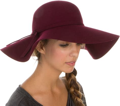 Sakkas Womens Wool Wide Brim Foldable Floppy Hat Burgundy One