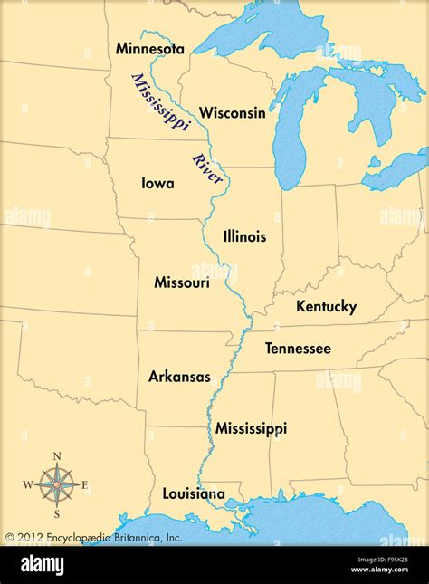 Carte Du Fleuve Missouri Cartographie Géographie Banque Dimage Et