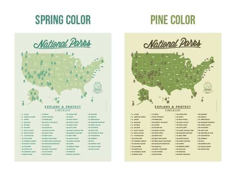 National Park Map Checklist Poster All 63 Parks Home Or Etsy