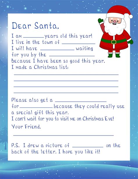 Letter To Santa Coloring Page Printable Dear Santa Letter Christmas