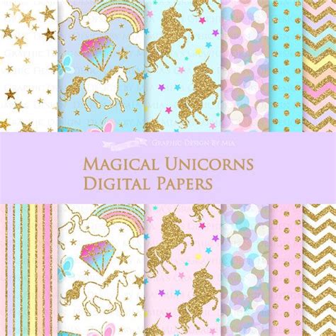 Magical Unicorns Gold Glitter Unicorns Einhorn Unicorn Etsy Free