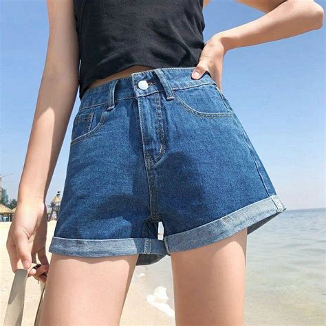 Buy Summer Womens Jeans Denim Shorts Loose Casual Curling Shorts