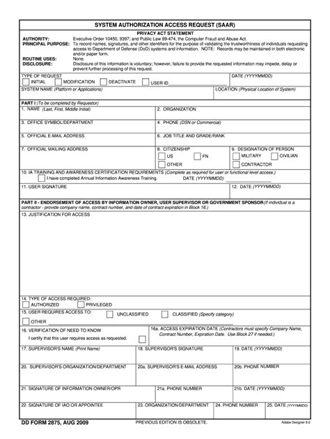 2009 Form Dd 2875 Fill Online Printable Fillable Blank Pdffiller