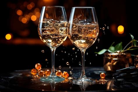 Premium Ai Image Glasses Of Champagne On Blurred Backgroundgenerative Ai
