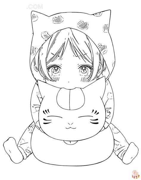 صفحات تلوين Anime Cat صفحات ممتعة ومجانية قابلة للطباعة للأطفال