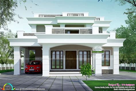 Bhk Sq Ft Modern Flat Roof House Kerala Home Design And Floor