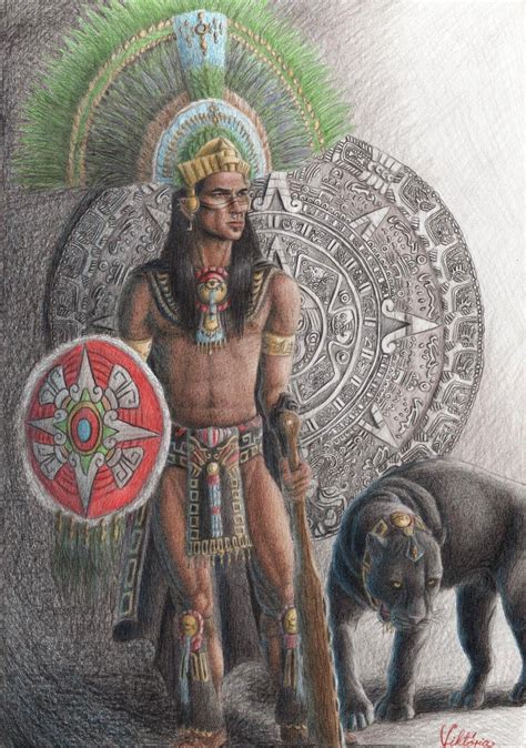 Warriors In Art Aztec Warrior By Viktória Verebélyi Mayan Art Aztec