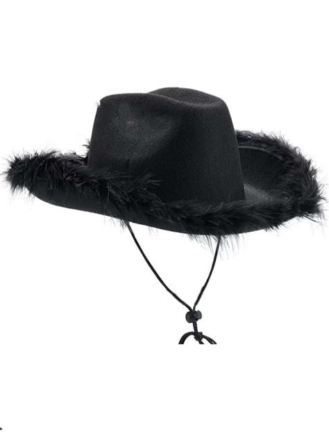 Fuzzy Trim Cowboy Hat Shein Uk