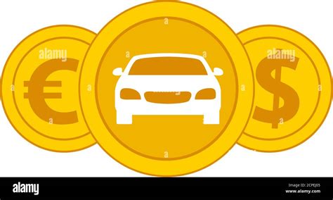 Car Coin Iconpurchase Payment Money Vehicle Sign Of Euro And Dollar