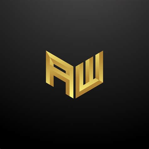 Aw Logo Monogram Letter Initials Design Template With Gold 3d Texture