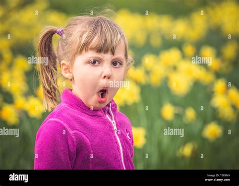 Portrait Of A Young Mischievous Girl Stock Photo Alamy