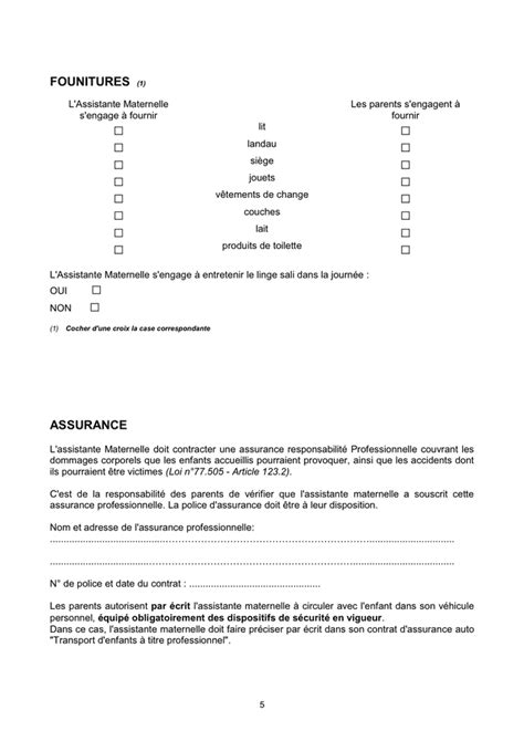 Contrat De Travail D Assistant Maternel DOC PDF Page 5 Sur 8