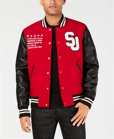 Sean John Wool Varsity Jacket Wpatches In Red For Men Save 7 Lyst
