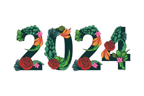 Feliz Año Nuevo 2024 Flor Vectorfont 11187035 Vector En Vecteezy