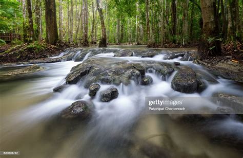 Waterfall In Deep Rain Forest Jungle At Krabi Thailand High Res Stock