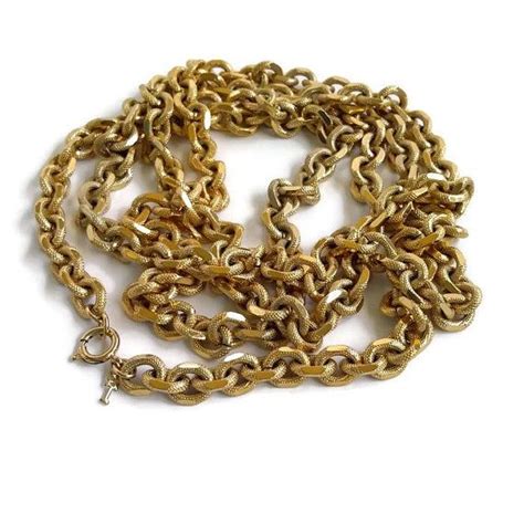 1960 trifari chain necklace gold tone vintage 54 inches etsy chain necklace vintage costume
