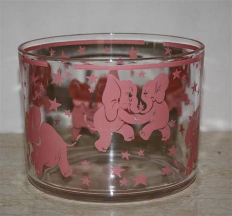 Vintage Hazel Atlas 1950 S Dancing Pink Elephant Glass Ice Bucket Tub