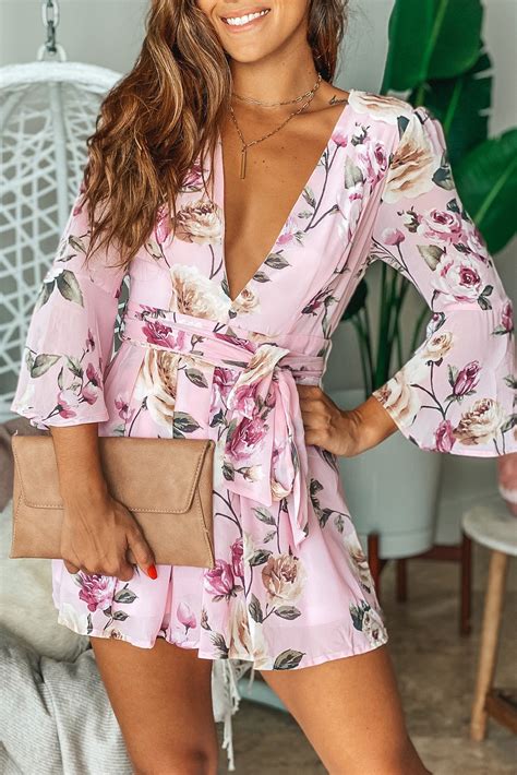 Dusty Pink Floral Romper Cute Rompers Saved By The Dress