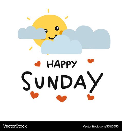 Happy Sunday Cute Sun Smile And Cloud Cartoon Vector Image