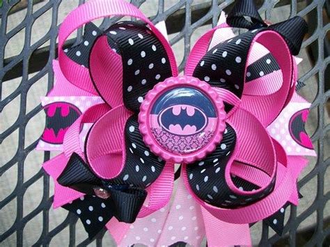 Batgirl Black And Pink Stacked Bow Boutique Hair Bows Bow