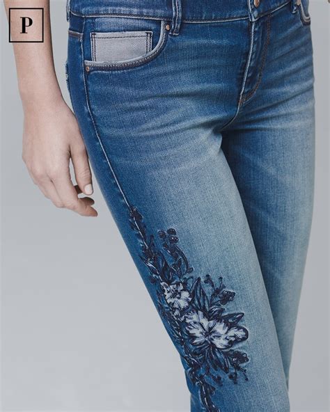 Petite Floral Embroidered Crop Jeans White House Black Market