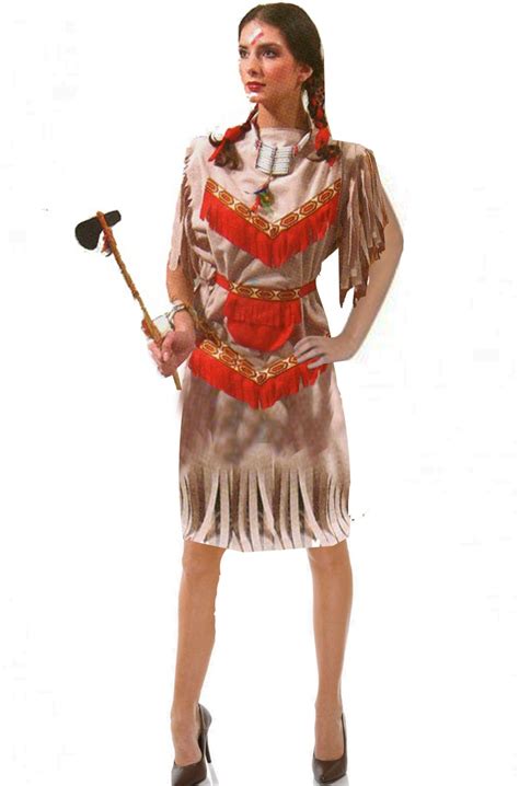 Costume Da Indiana Adulta Tipo Pocahontas Marrone Color Pelle