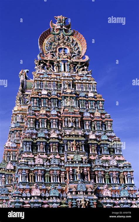 Gopuram Architecture At The Sri Meenakshi Temple In Madurai Southern