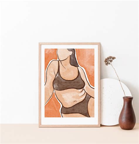 Art Collectibles Digital Prints Prints Support Ukraine Art Pastel Curvy Woman Nude Line