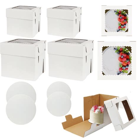 Buy Cakinbox Tall Cake Boxes With Window And Cake Boards In 2 Sizes
