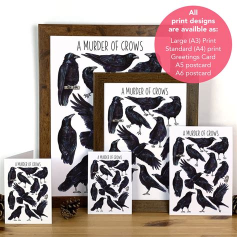 Crows Watercolour Art Blank Greeting Card By Alexia Claire
