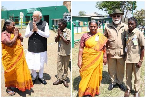 The Elephant Whisperers Couple Bomman And Bellie Meet Pm Narendra Modi