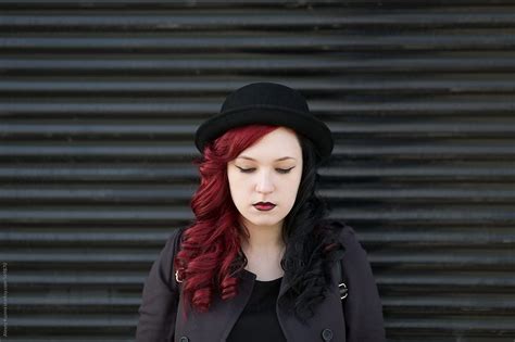 Portrait Of A Real Young Woman With Red And Black Hair Poralexey Kuzma